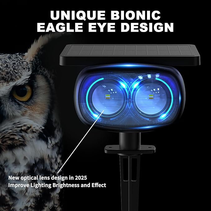 Solar Spot Lights Outdoor Waterproof IP68 1000LM Super Bright LED Landscape Lighting with 9 Colors 3 Brightness Fixable Colors for Yard Pathway Garden House Lawn (2 Pack)