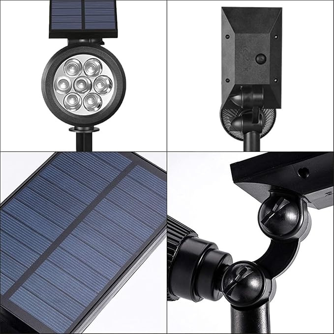 Solar Landscape Lights 7 LED Solar Spotlights 2 in 1 Waterproof Security Light Solar Lights Outdoor (White)