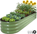 ZORMY Galvanized Raised Garden Bed 1 Pack 8x2x1ft Oval Metal Planter Box Outdoor with Support Rods &amp Corner Protection Planter Beds for Vegetables Fruits Flowers (OliveGreen)