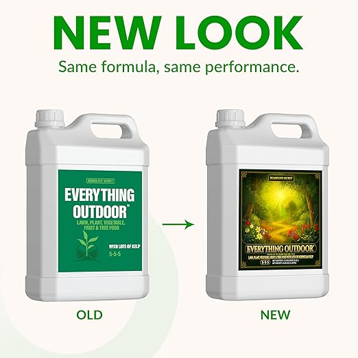Humboldts Secret Everything Outdoor Plant Food | 5-5-5 Liquid Fertilizer with Norwegian Kelp | All Purpose Lawn Vegetable &amp Fruit Food | Garden Nutrients | Refillable Hose End Bottle | 2.5 Gallon