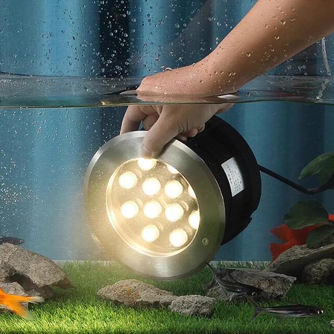 LED Landscape Light - 12V IP67 Waterproof In-Ground Spotlight for Lawn Terrace and Garden (Blue 9W Red 3W)
