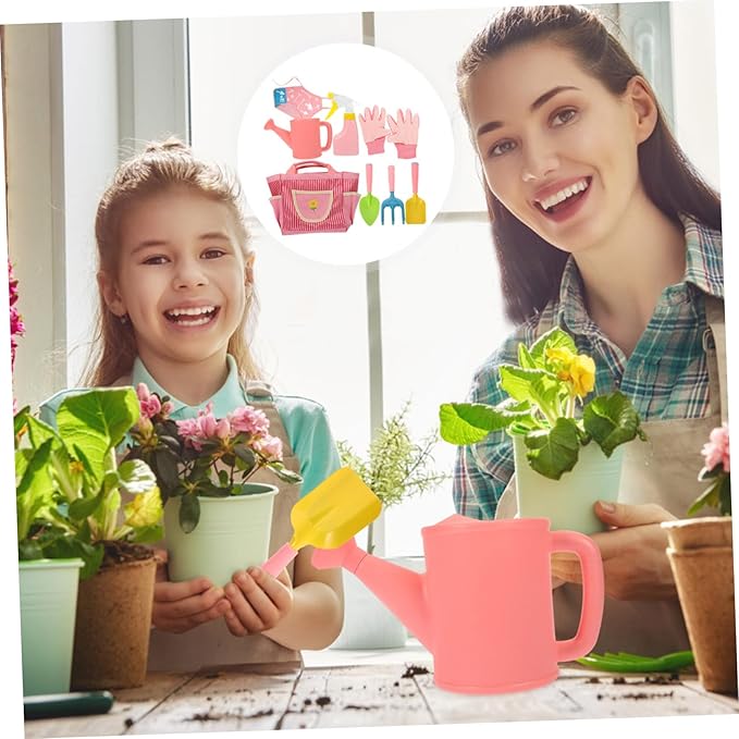 1set Boy Girl Gardening Tool Set Gardening Tools for Boy Girl Includes Rake Shovel Watering Can Gloves and Apron for and Learning