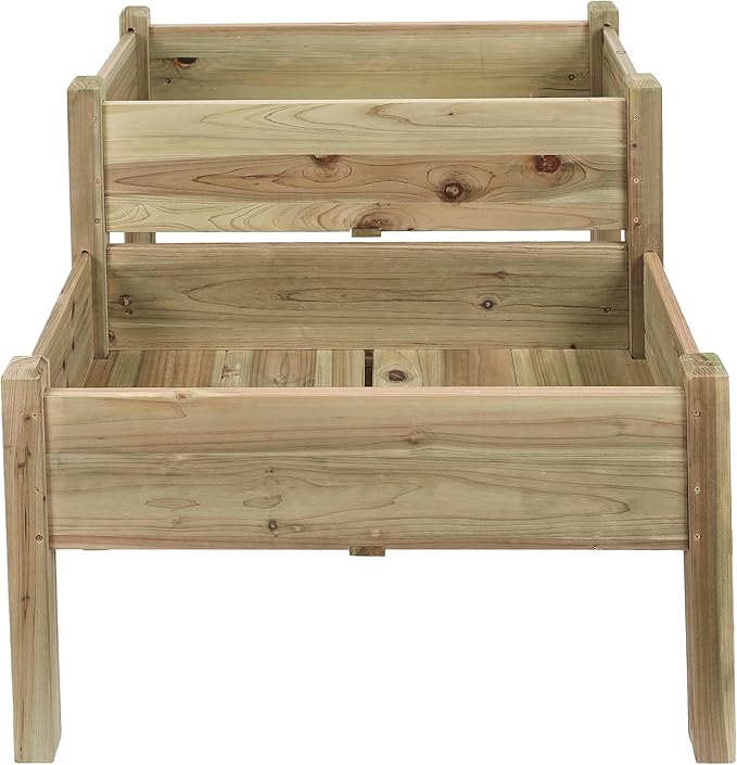 LuxenHome Wood Two Tier Raised Garden Bed