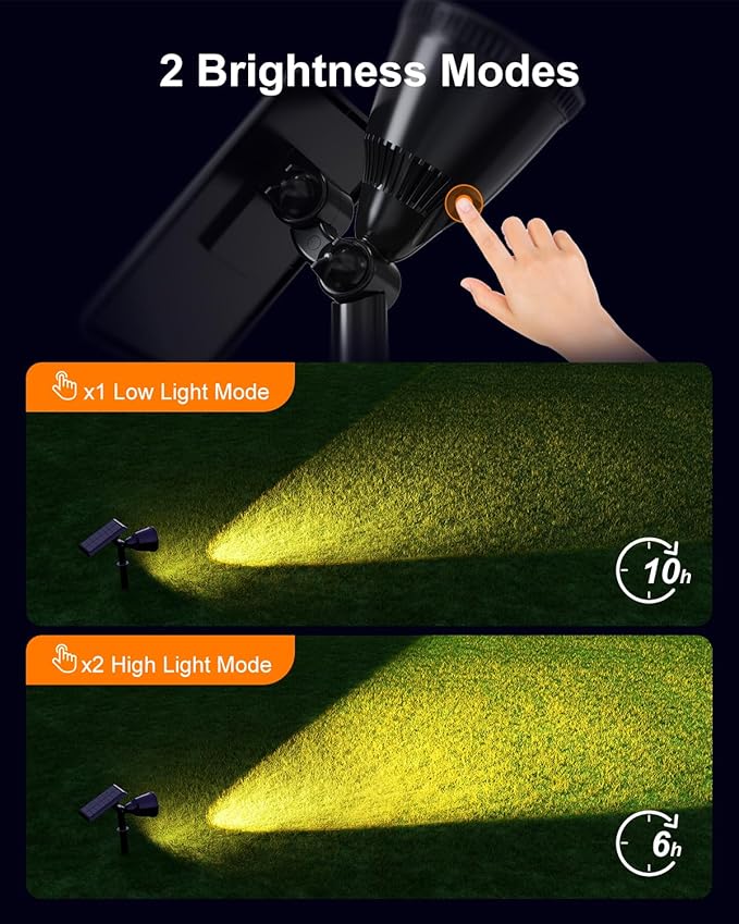 4 Pack Solar Powered LED Spotlights Outdoor Waterproof Ultra Bright Sunset Spot Lights for Christmas Tree Santa Claus Reindeer Outside Landscape Uplights for Wall House Garden Backyard Warm White