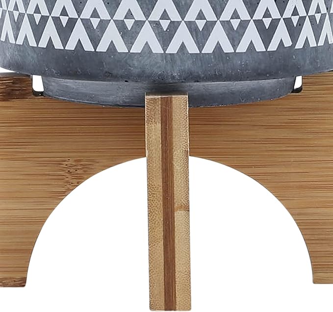 Ceramic 5 Planter ON Wooden Stand Gray YW993