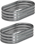 4x2x1ft(2 Pack) Galvanized Oval Raised Garden BedOutdoor Planter Box Metal Patio Kit Planting Bed for Vegetables Flowers HerbSilver