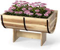 Giantex Half Barrel Raised Garden Bed Acacia Wood Planter Box for Flower Vegetable Fruit Outdoor Indoor Plant Pot with Legs for Garden Decoration18x12x11.5