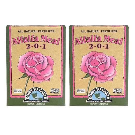 Down To Earth All Natural Fertilizers Organic Alfalfa Meal - Plant Food for Roses Bulbs Flowers and Ornamentals 2-0-1 4 lb (2 Pack)