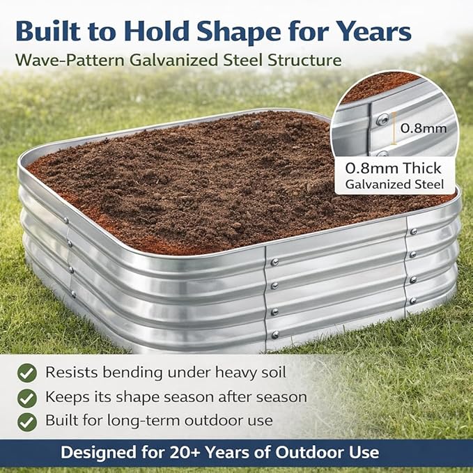 Galvanized Raised Garden Bed for Gardening 36x36x11in Metal Planter Box for VegetablesHerbsFlowersOutdoor Modular Above Ground ContainerTool-Free Assembly