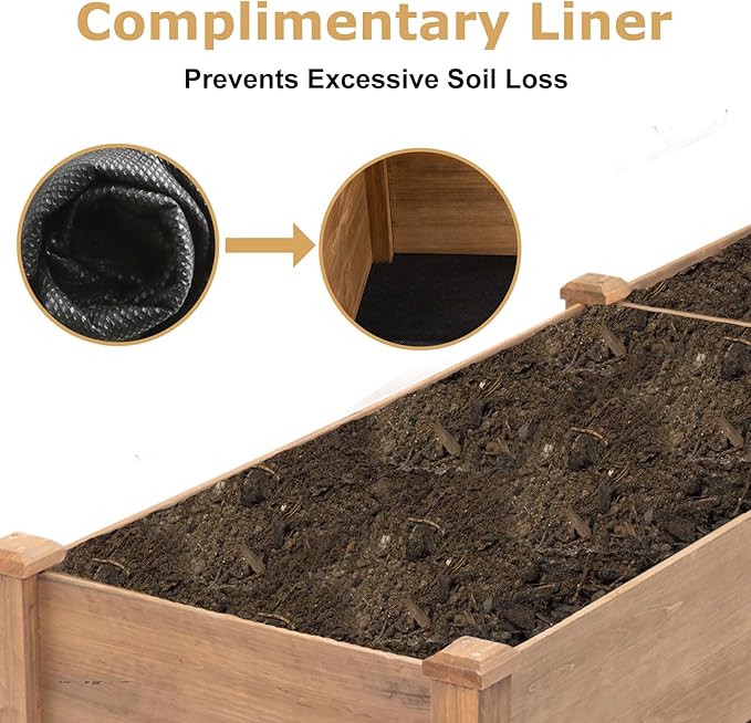 PetsCosset 8x2Ft Raised Garden Bed – Planter Box for Outdoor Plants Fir Wood Garden Beds for Vegetable Herb and Flower Cultivation – Easy Assemble