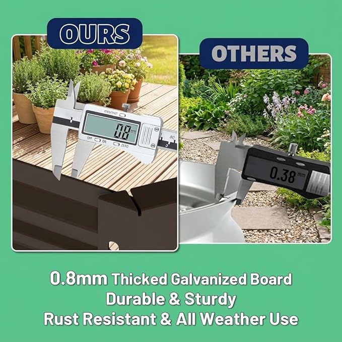 8x4x2 ft Galvanized Raised Garden Bed Large Metal Planter Box for Vegetables Fruits Flowers Herbs Brown Outdoor Gardening