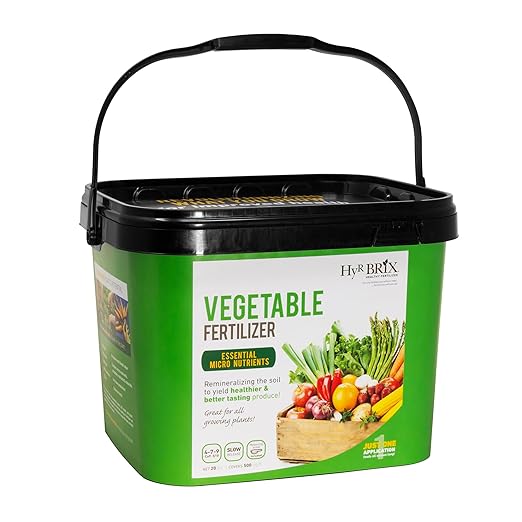 HyR BRIX Slow-Release 4-7-9 Vegetable Fertilizer 20lb Bucket - Garden Fertilizer with Calcium &amp Sulfur - Essential Micronutrients for Healthier Produce - Made for Variety of Crops