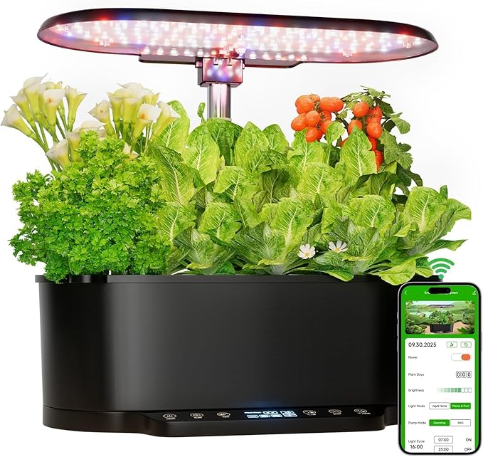 SPECILITE Hydroponics Growing System Kit with 30” Height 15 Pods Herb Garden with 36W Grow Light Auto Timer &amp Pump System APP &amp WiFi Controlled Smart Indoor Garden for VegetablesKitchen &a