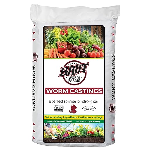 Brut Worm Farms 2-Pack Organic Worm Castings Fertilizer 30 lb - Natural Soil Amendment for Plants Potting Mixes Indoor and Outdoor Gardens Vegetables and Lawns