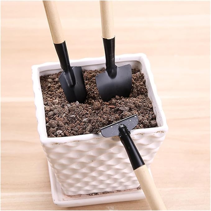 Garden ToolsGarden Trowel 3pcs/Set Gardening Tools Wood Handle Stainless Steel Potted Plants Shovel Rake Spade for Flowers Potted Plant Seed