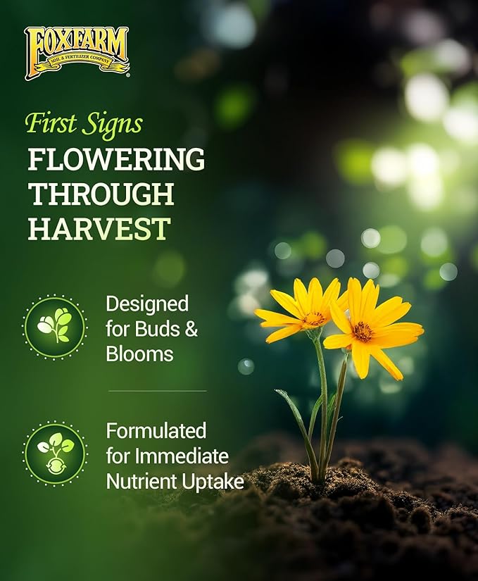 FoxFarm Tiger Bloom Liquid Plant Food - Phosphorus Fertilizer for Buds Blooms &amp Flowering - Supports Soil &amp Hydroponic Systems - High Micronutrient Formula with 2-8-4 Nutrient Ratio - 1 Quart