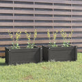Garden Planter Set of 2 Grey Solid Pinewood Medium Durable Outdoor Raised Garden Bed Rectangular Planter Box for Flowers Herbs Balcony Patio
