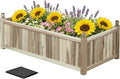Wood Raised Garden Bed Rectangular Planter Box with Liner &amp Drainage Easy Assembly for Growing Vegetable Flower Herb Fruit Outdoor Planting Bed for Backyard Garden (1 44” x 23” x 16”)