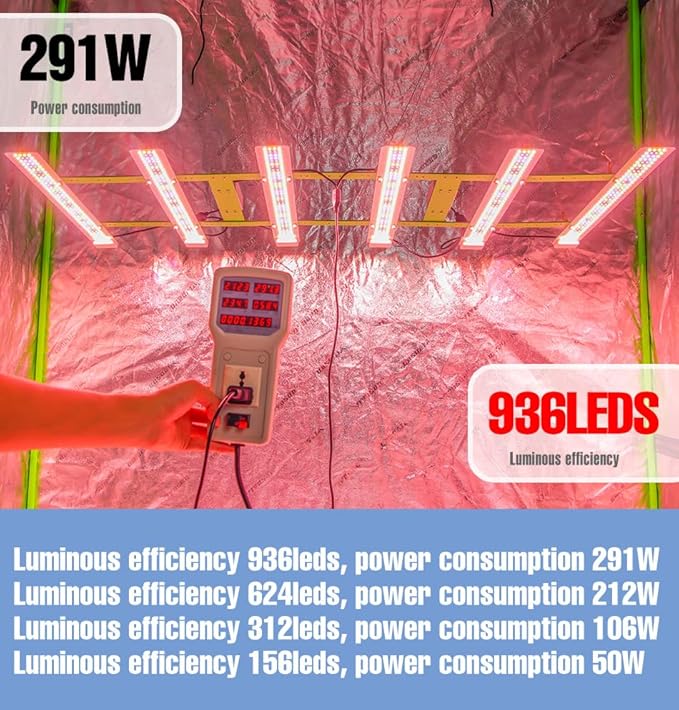 800W 6-Heads Full Spectrum LED Plant Grow Lights 936pcs SMD2835 ChipsUV/IR Planting Fill lighting AC 100-277V US Plug -Ideal for Greenhouses Indoor Fruit Plants &amp Leafy Greens to Boost Growth C