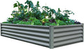 ABSCO Premium Galvanized DIY 6' x 3' Rectangle Garden Bed DIY with Easy Assembly and Superior Drainage Woodland Gray Galvanized Steel Metal Planter Garden Planter Box with 16 Walls for All Plants