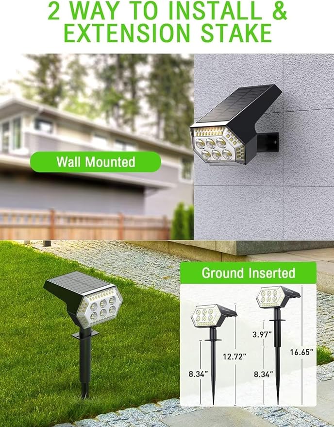 Solar Spot Lights Outdoor 108 LEDs Super Bright Light for Landscaping IP65 Waterproof Solar Landscape Spotlights with 4 Modes Solar Powered Garden Lights for Patio Yard Driveway Walkway (6 Pack)