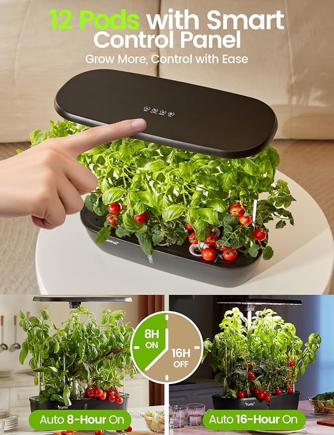 LETPOT Hydroponics Growing System 12 Pods Indoor Herb Garden Kit with 24W LED Grow Light 5.5L Water Tank &amp 16 Adjustable Height Smart Indoor Gardening System for Kitchen Home &amp Gift