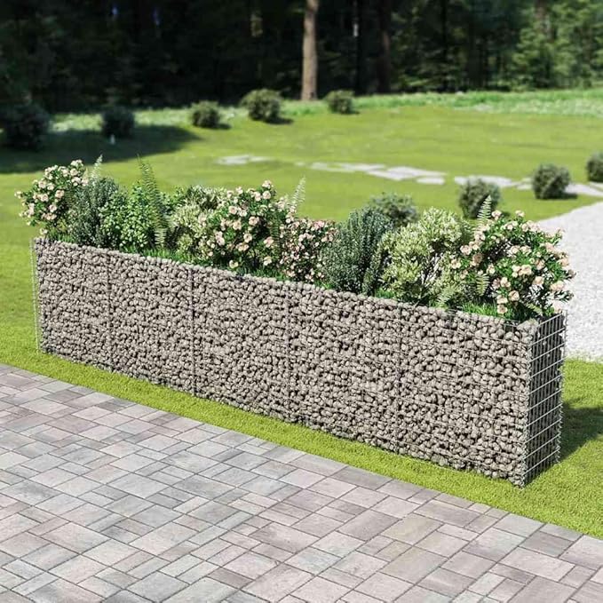 Gabion Raised Bed Silver Galvanized Steel 177.2x19.7x39.4 in Gardening Pots &amp Planters 143564