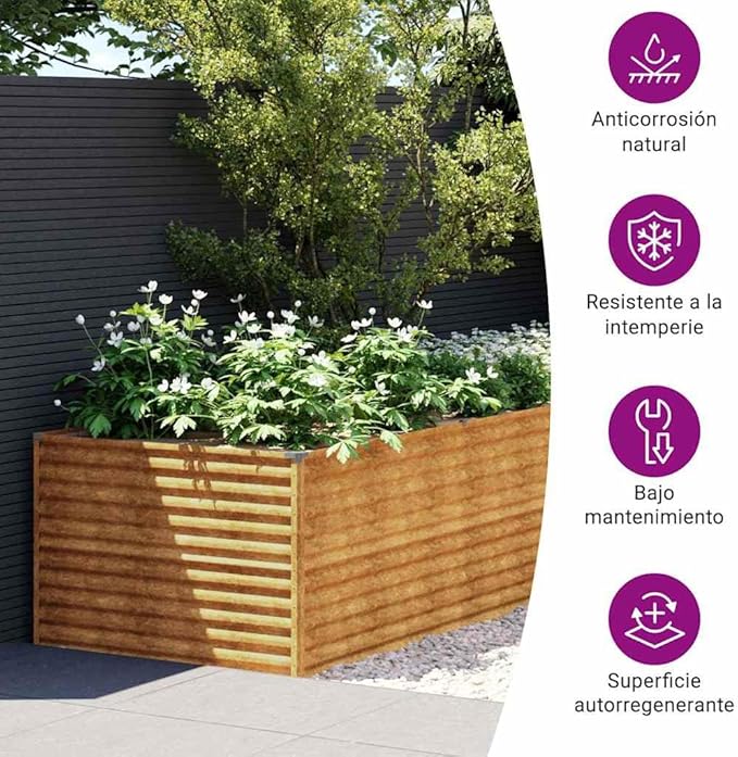 OWOX XL Corten Steel Raised Bed 188.6x39.4x27.2 Rust Planter for Veggies Herbs Flowers Heavy Duty for Patio Yard Balcony
