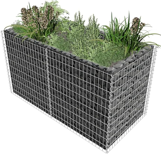 Gabion Raised Bed Steel 70.9x35.4x39.4 Silver