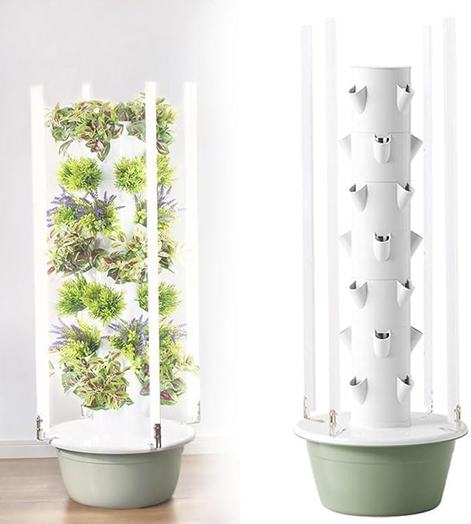 Hydroponics Growing System Vertical Tower Automated Aeroponics Indoor Tower Garden with LED Grow Lights Aquaponics Growing Kits Herb Garden 7Layer