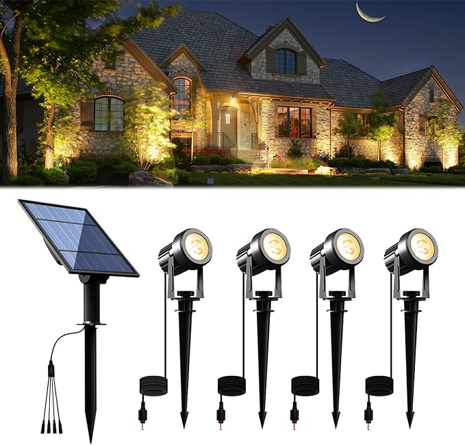 APONUO 4-in-1 Solar spot Lights and 16.4ft Extension Cord