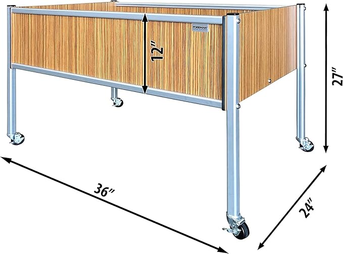 Foreman Raised Garden Bed on Wheels – Weather-Resistant Raised Garden Bed (36 x 24 x 27) with Drainage Ideal Raised Garden Bed for Vegetables &amp Flowers – 300 lb Capacity Zebrano Wood Grain