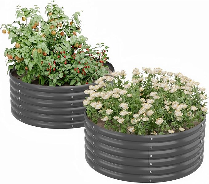 2-Pack 4x1.5ft Galvanized Raised Garden Bed Outdoor Planter Bed Metal Planter Box for Gardening and PlantingDark Grey