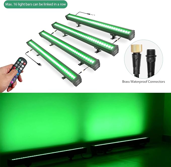 Linkable LED Wall Washer Light with RF Remote 144W RGBW Color Changing LED Linear Light Bar AC120V 40 Waterproof RGB Wall Wash Lights for Oudoor &amp Indoor Lighting Projects ETL Certified