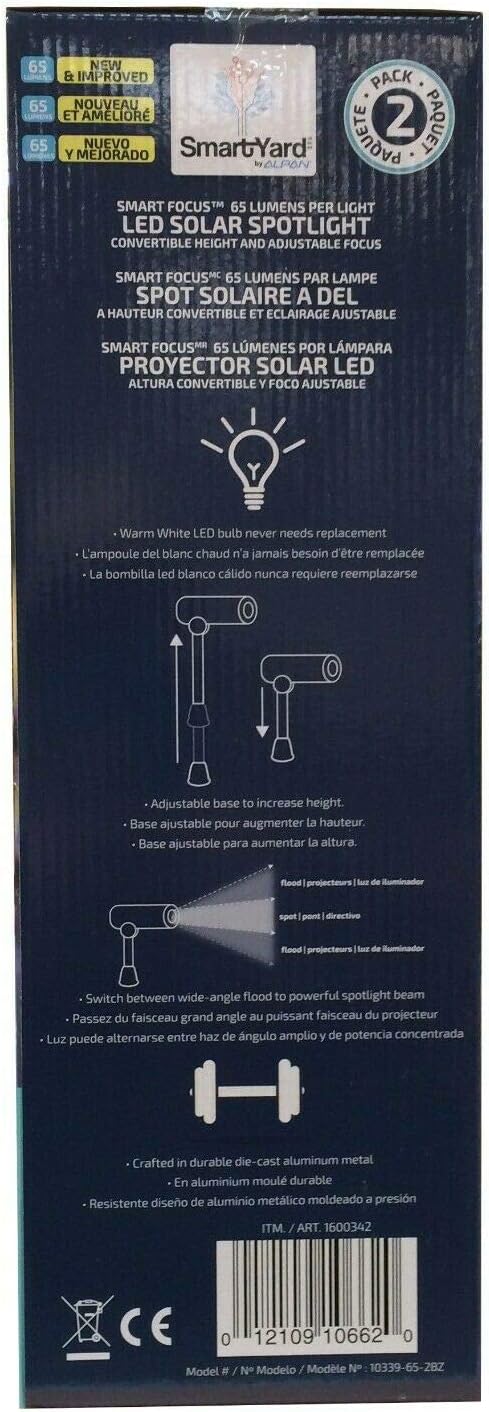 Smartyard SmartYard Solar LED Spotlight 2 Count Bronze Warm White