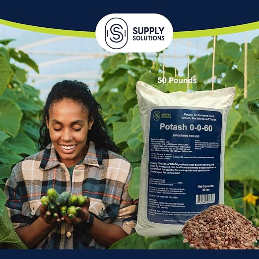 Supply Solutions Muriate of Potash 0-0-60 Fertilizer High Potassium Fertilizer Potassium for Plants Ideal Plant Food &amp Potash for Plants - for Lush Crops Blooms Acidic Plants (50lbs)
