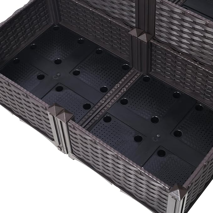 Dawn 4 Piece Raised Garden Bed with Legs Self-Watering Planter Box Raised Bed to Grow Flowers Herbs &amp Vegetables Brown