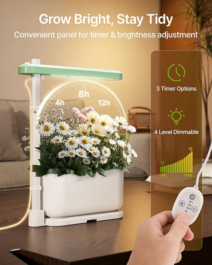 SUNCOZE Hydroponics Growing System Kit with 3 Pods – Full Spectrum LED Grow Light Adjustable Height Indoor Herb Garden Compact Hydroponic System for BeginnersGardening Gifts