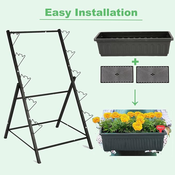 Homdox 5-Tier Elevated Garden Bed- Freestanding Vertical Raised Bed for Gardening with 5 Garden Planter Boxes- Perfect to Grow Vegetables Herbs Flowers Indoor Black
