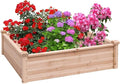 GRAFFY Rectangular Raised Garden Bed Wood Planter for Vegetable Flower 40''Lx40''Wx12''H Natural