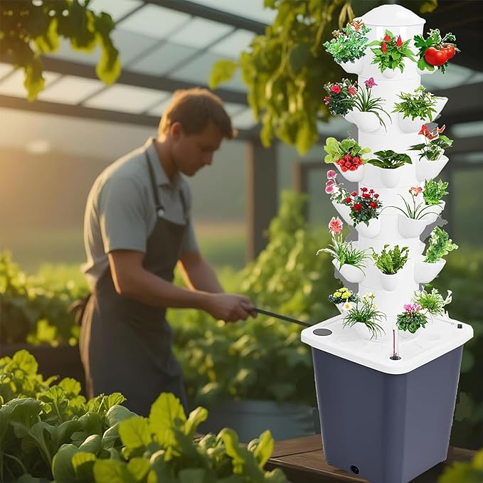 Hydroponics Growing System Vertical TowerHydroponic Vertical Tower 2/3/4/5/6 -Story 10/15/20/25/30-hole hydroponic Tower hydroponic Planting System for Gardening Lover (5 layers/25 Holes)