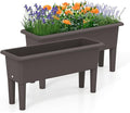 2 Pcs Raised Planter Bed Elevated Planter Boxes with Removable Legs Plastic Planter Bed for Gardening Backyard &amp Deck (Coffee)
