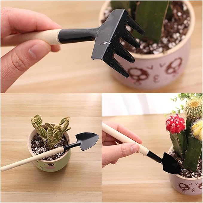Garden ShovelGarden Trowel 3pcs Mini Portable Gardening Tool Metal Head Shovel Rake Spade Plant Garden Tool Set Garden (Color : 2)