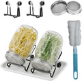 Seed Sprouting Kit 4 Large 1000ML Wide Mouth Mason Jars with Sprout Lids Drain Tray Stainless Steel Stand Cleaning Brush Sprouts Growing Kit for Sprouts Bean Broccoli