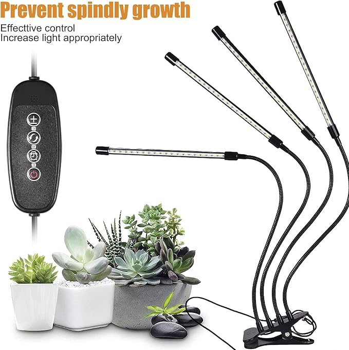 Plant Lights for Indoor Growing - Clamp-on Plant Grow Light Indoor Plant Lamp Lights Full with 4 Heads 80LEDs for Greenhouse Gardening(U.s. Regulations)