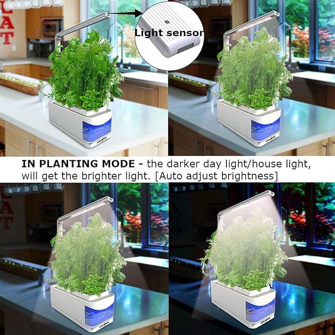 Smart Automatic Hydroponics 8 Pods Indoor Herb Garden with 3 Mode Led Grow Light Germination Kit Adjustable Up Down Left and Right for Home Kitchen