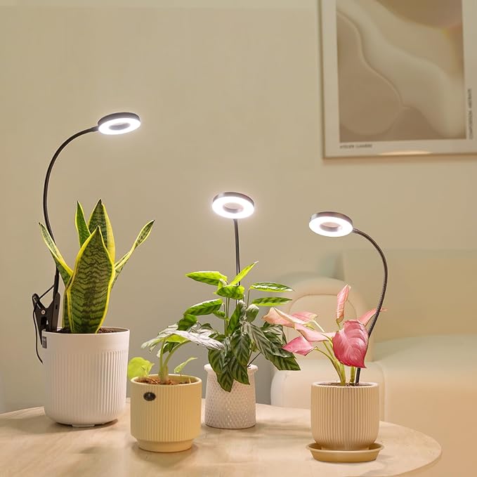 LORDEM Indoor Plant Grow Lights with 6/8/12/16H Auto Timer 3 Spectrum Modes Full Spectrum LED Adjustable Height for Small Plants 3Pack Black