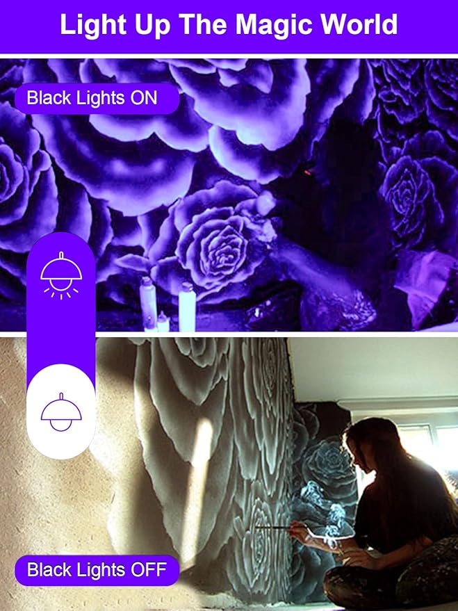 ZUCKEO Outdoor Blacklight Spotlight LED Spot Black Light with US Plug 15W IP66 Landscape Black Lights Fixtures for Glow Party Body Paint Fluorescent Poster Yard Garden House Decorating(4Pack)