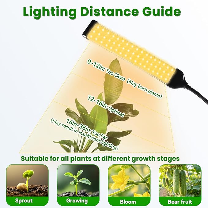 630 LEDs Grow Lights for Indoor Plants Kalolary Full Spectrum Plant Light with Timer 3/6/9/12/15/18H &amp 10 Brightness Levels LED Plant Growing Lamps with Tripod Stand