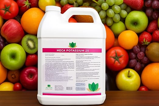 Acton MEGA Potassium 25 Professional Liquid Fertilizer 1 Gallon High-Potassium Formula for Commercial Crops Fruits and Vegetables 25% Soluble Potash